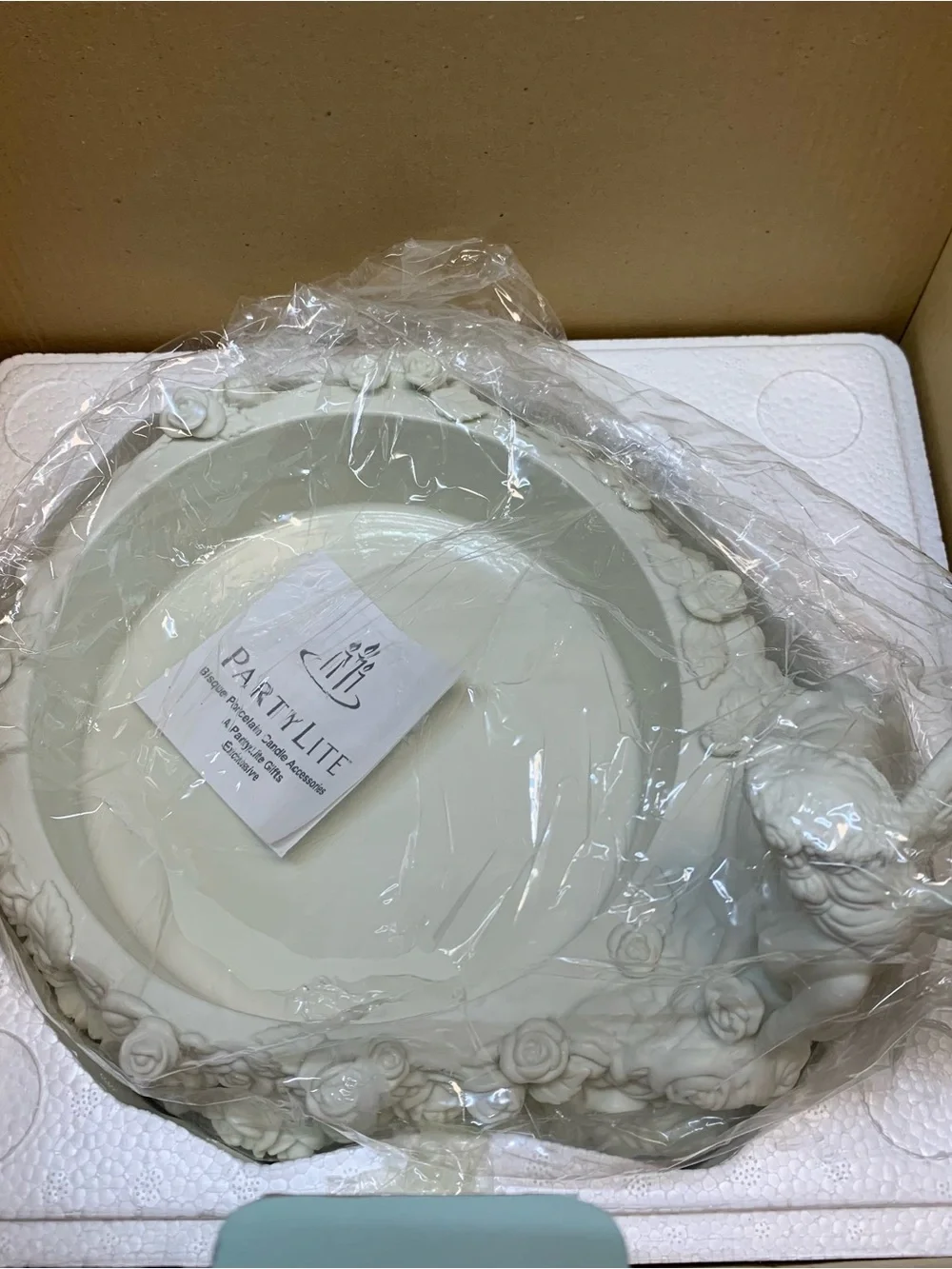 PARTYLITE Fairyland Reflections 3 Wick Candle Holder Porcelain Fairy P7068 NIB